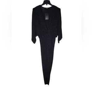 Black on black glitter grown knot dress